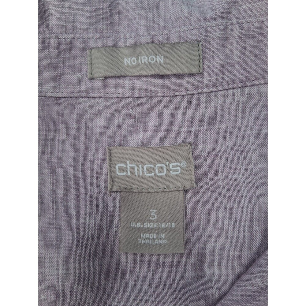 Chico’s Size 3 No-Iron Linen Shirttail High-Low Tunic Top Blouse Purple US 16/18 - Picture 4 of 14